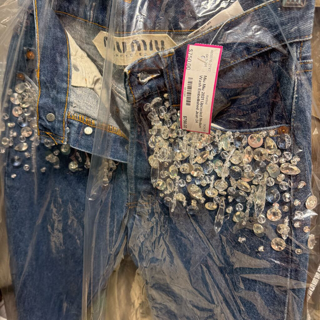2021 Upcycled Medium Wash Embellished Jean