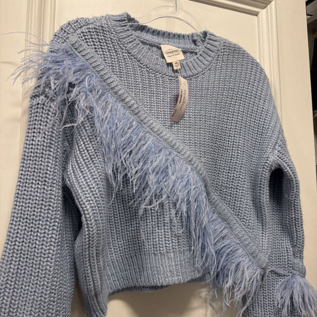 Blue Acrylic/Ostrich Feather Sweater
