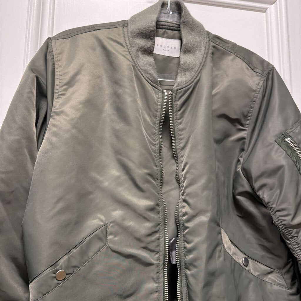 Green Polyamide Bomber Jacket