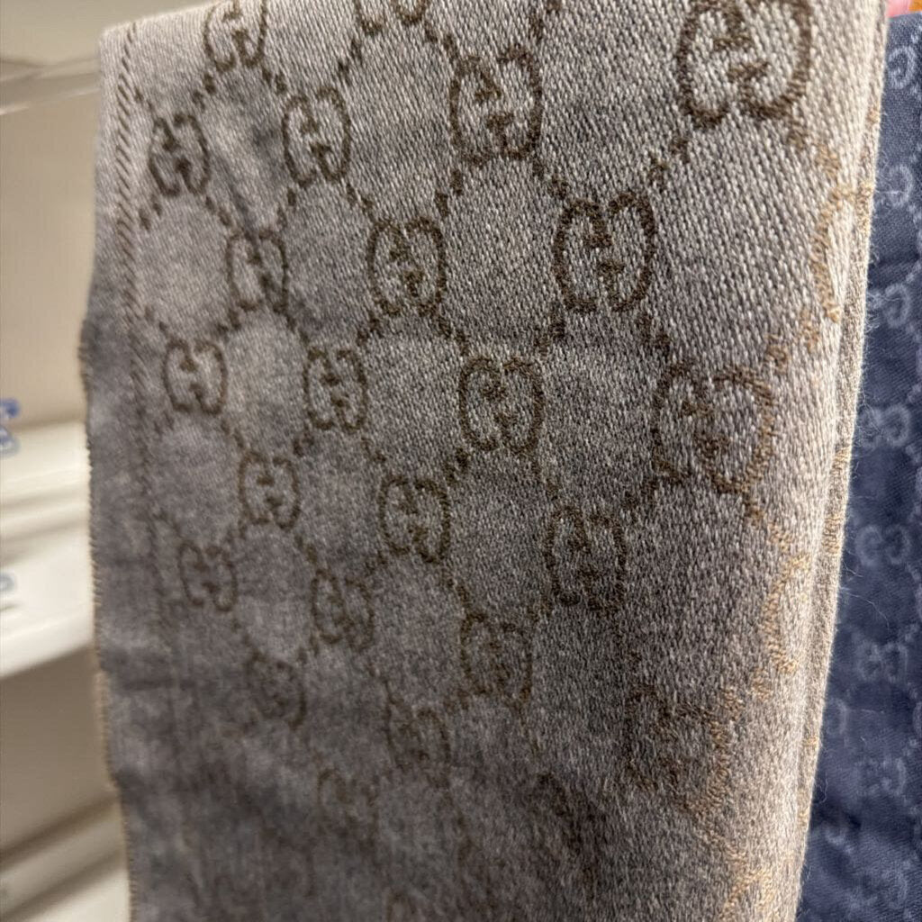 Gray/Beige Monogram Wool Scarf