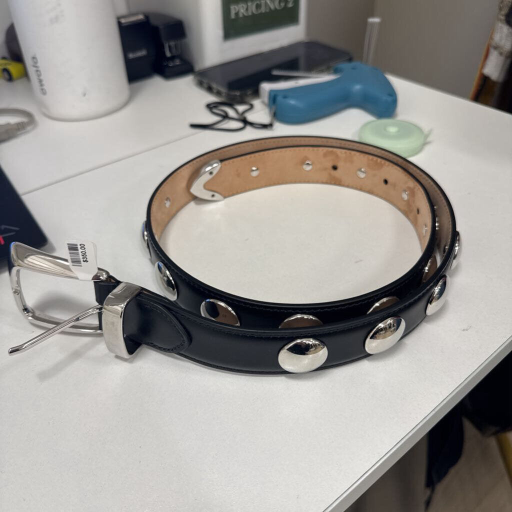 Khaite Black Leather Studded Belt