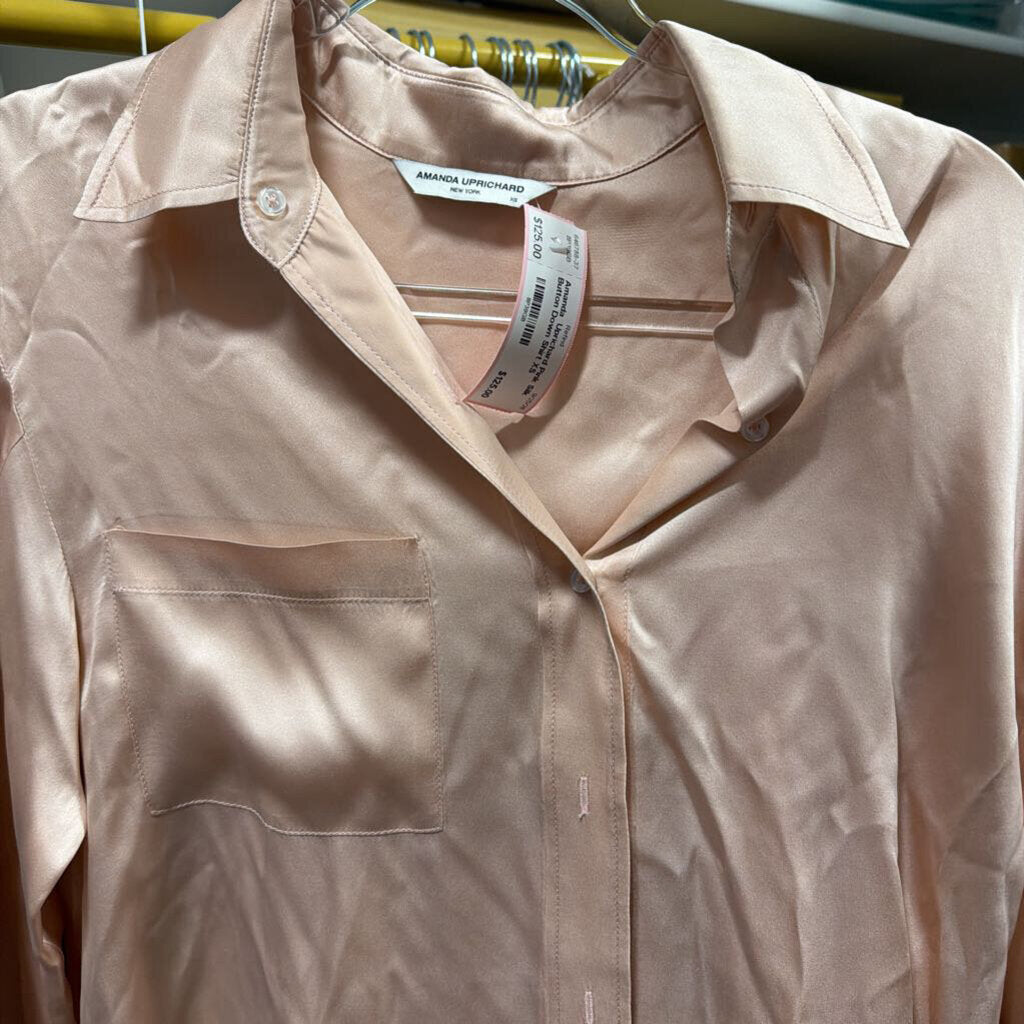 Pink Silk Button Down Shirt