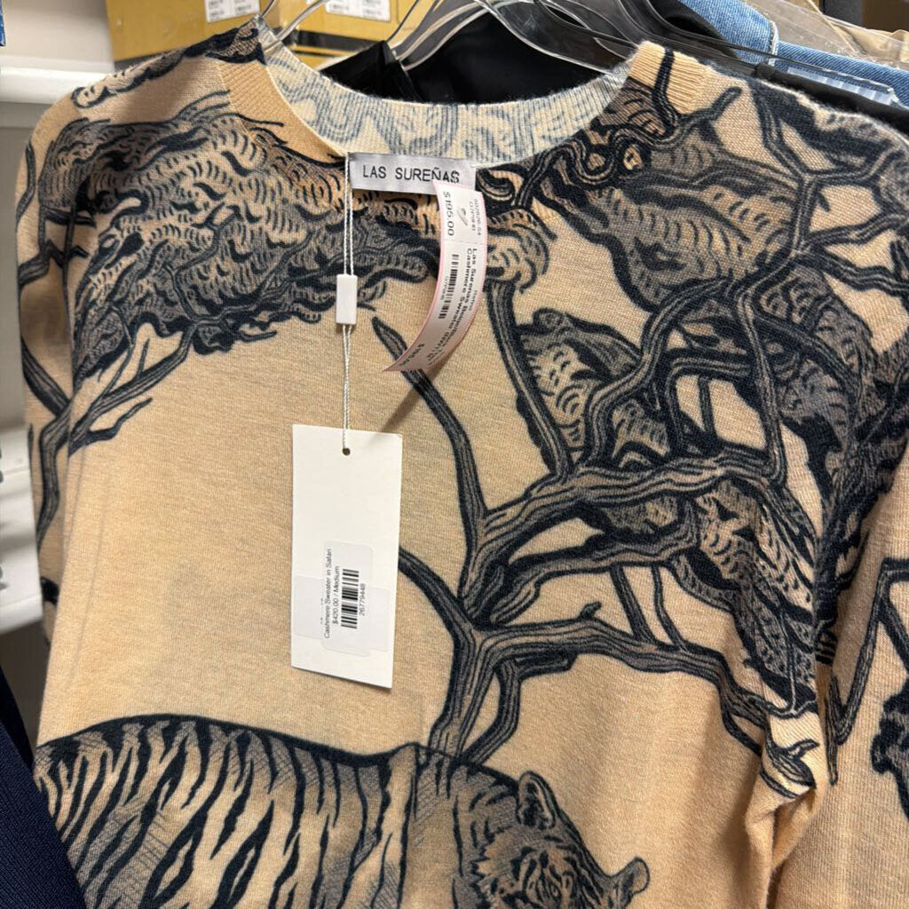 Beige/Black Tiger Cashmere Sweater (NWT)