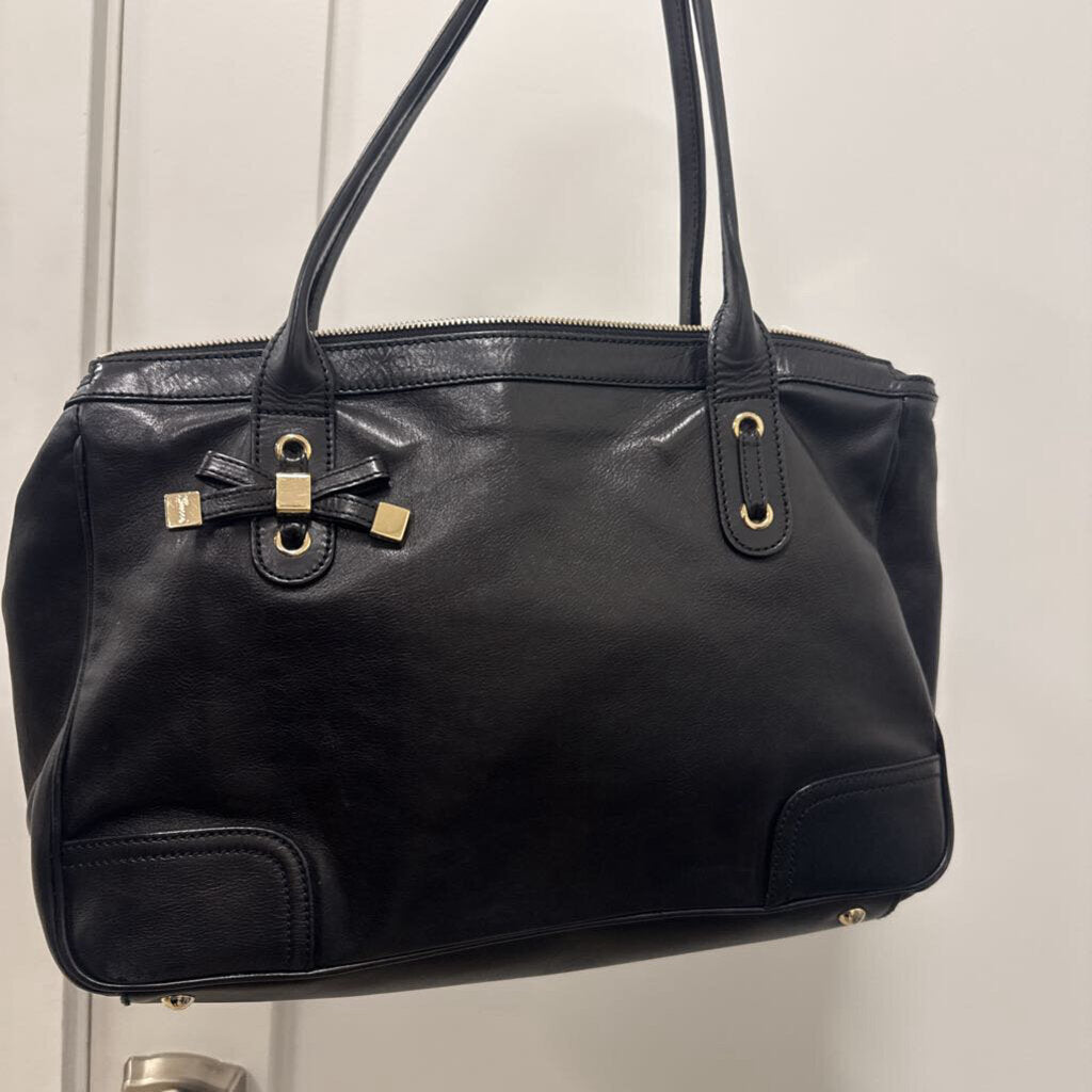 Black Princy Smooth Leather Shoulder Bag