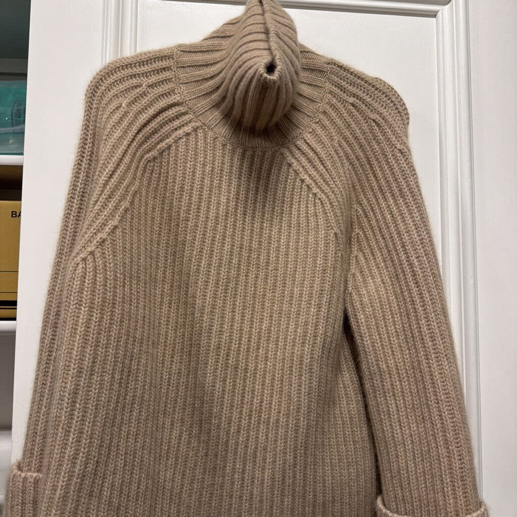 Beige Cashmere Turtleneck Sweater