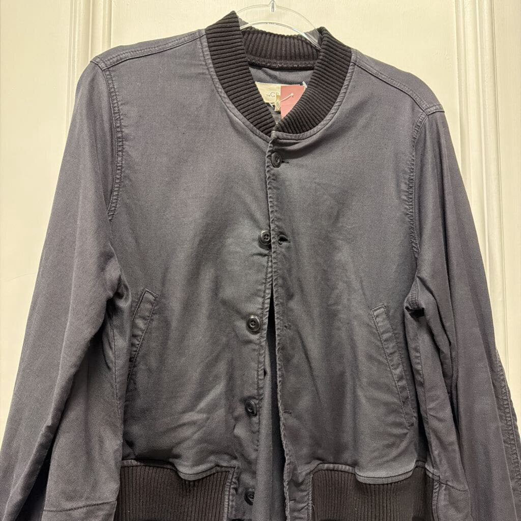 Black Cotton/Tencel Bomber Jacket