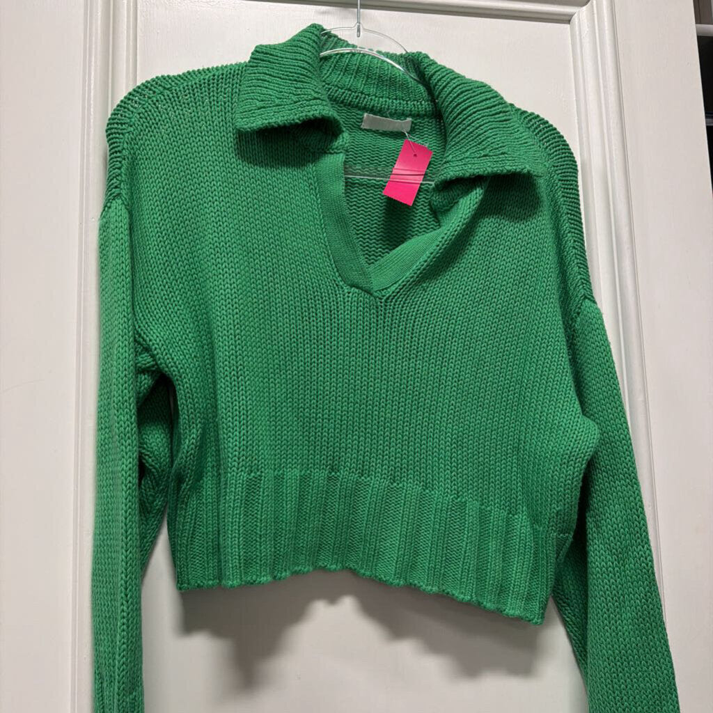 Green Cotton Knit Sweater