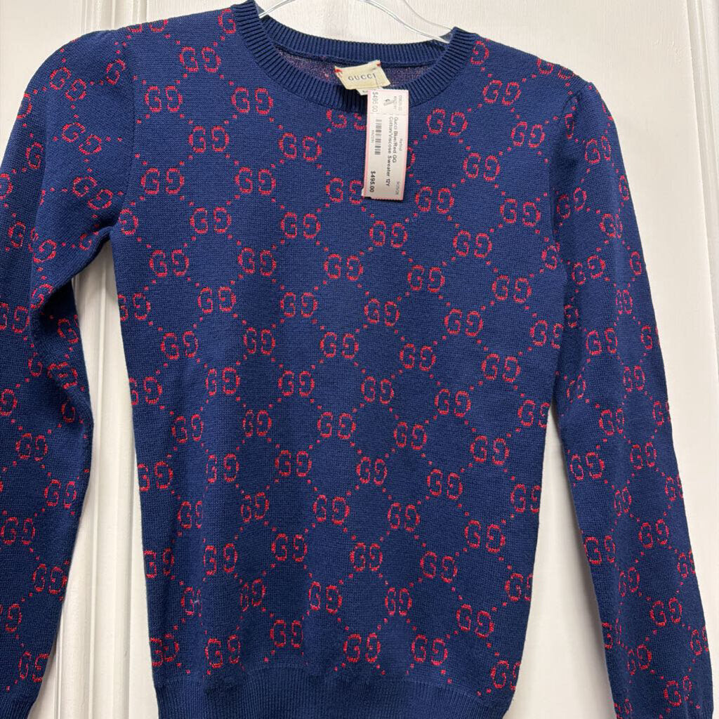 Blue/Red GG Cotton/Viscose Sweater