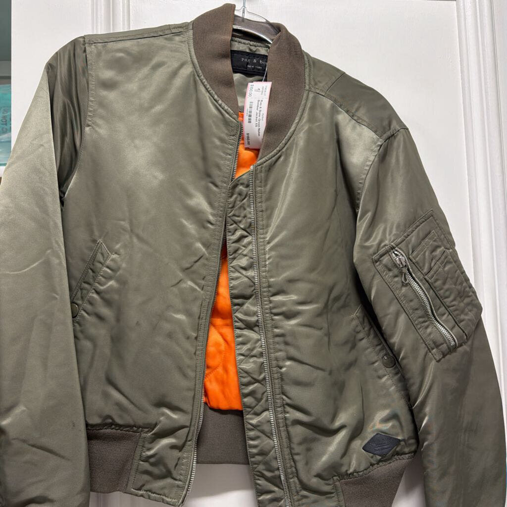 Green Nylon Bomber Jacket