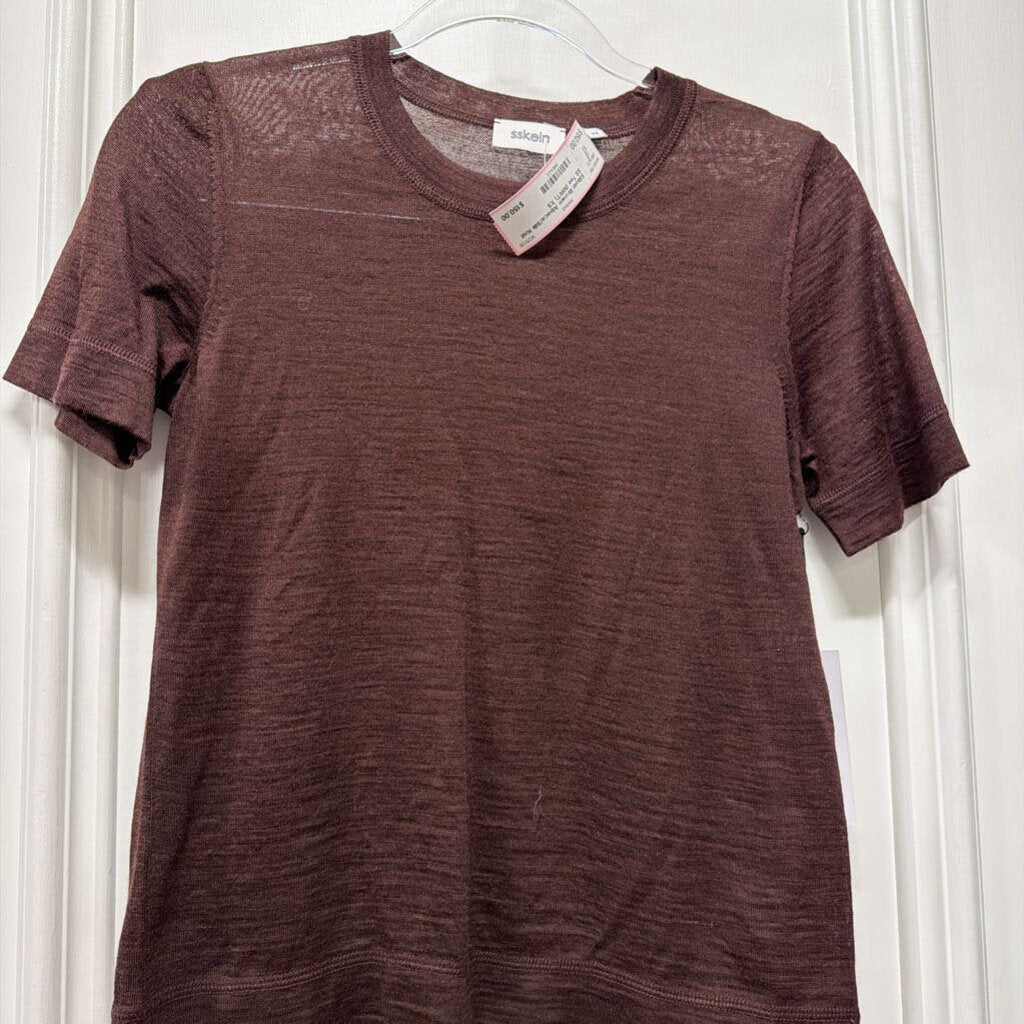 Brown Alpaca/Silk Knit SS Tee (NWT)