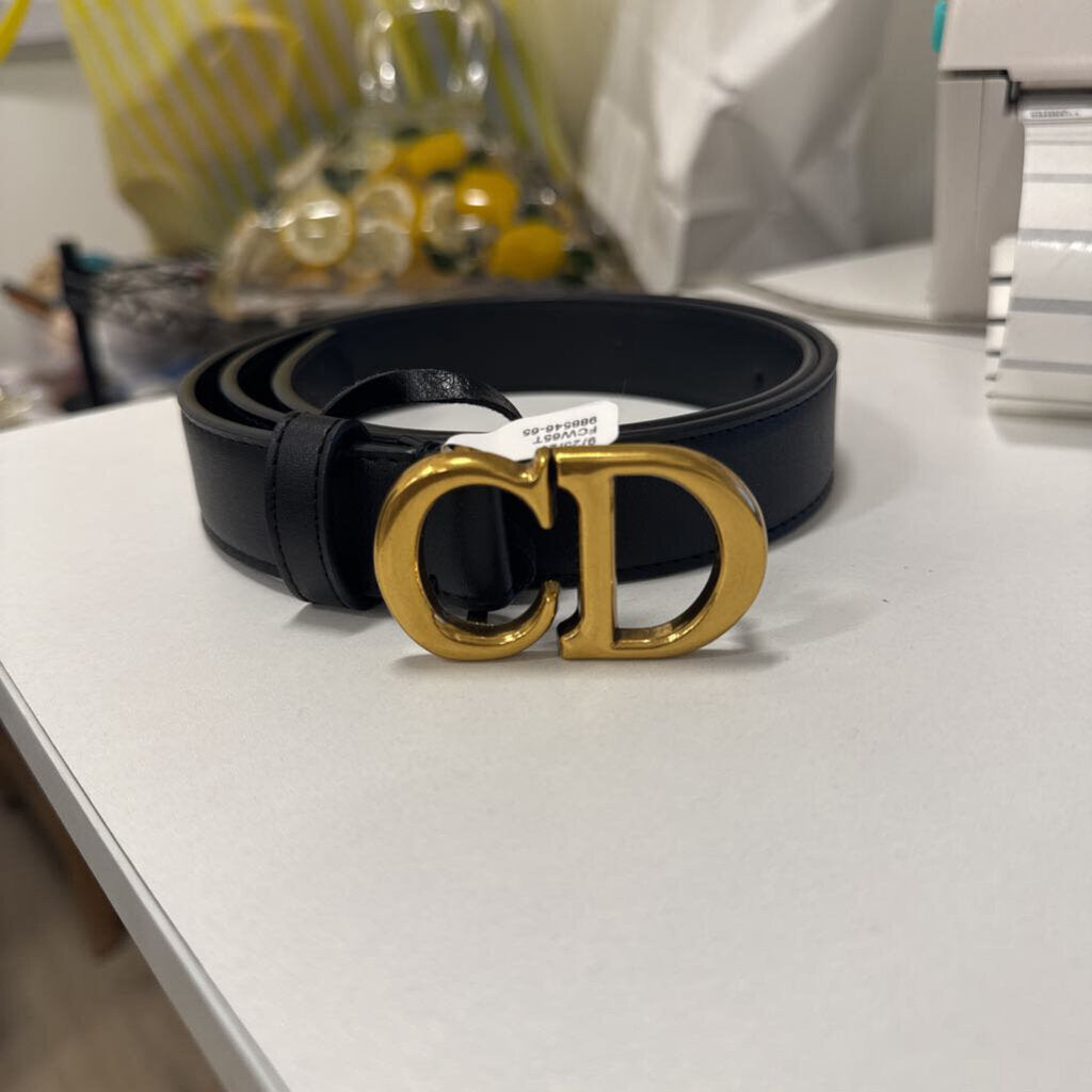 Christian Dior Black Leather CD Belt