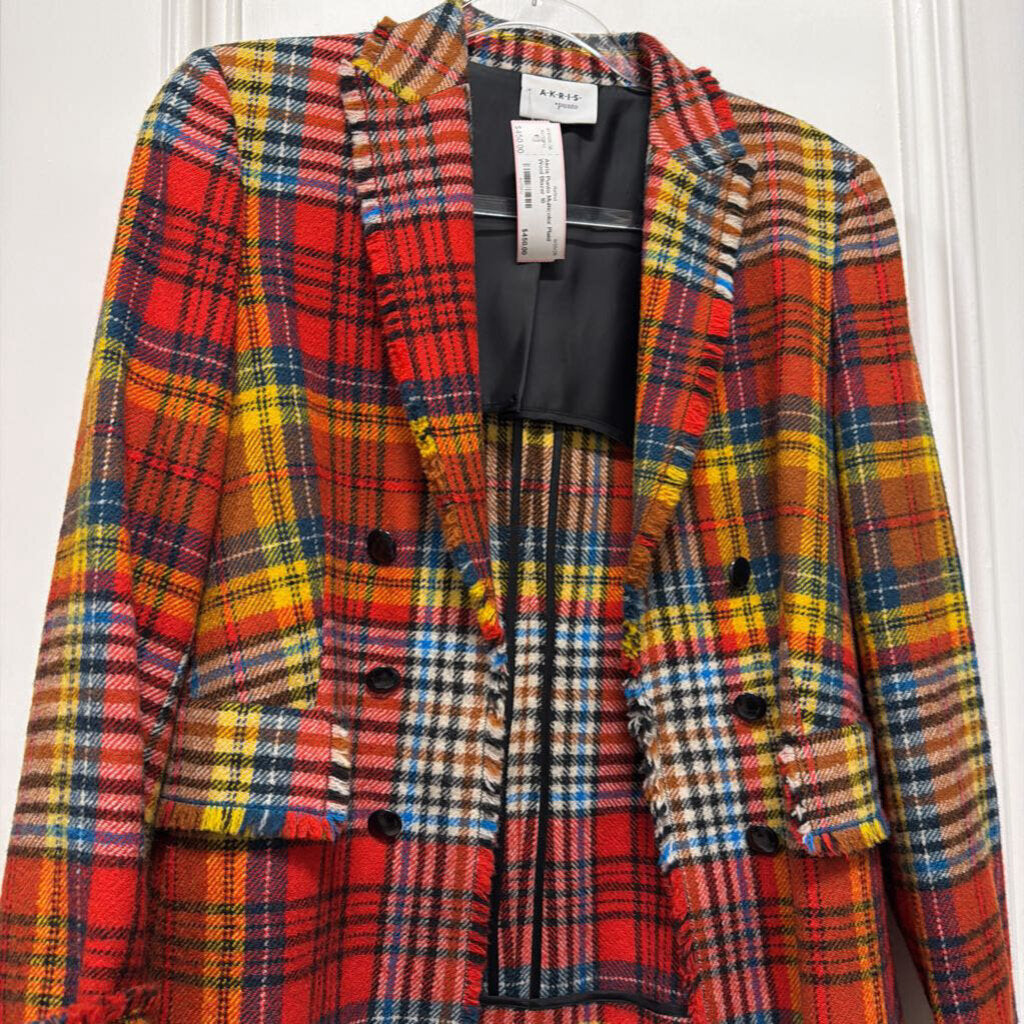 Multicolor Plaid Wool Blazer