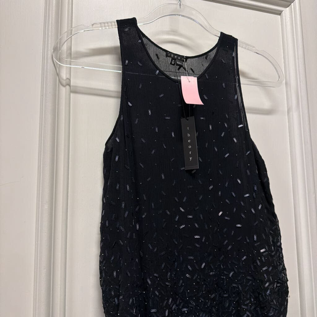 Black Silk Embellished Tank (NWT $415)
