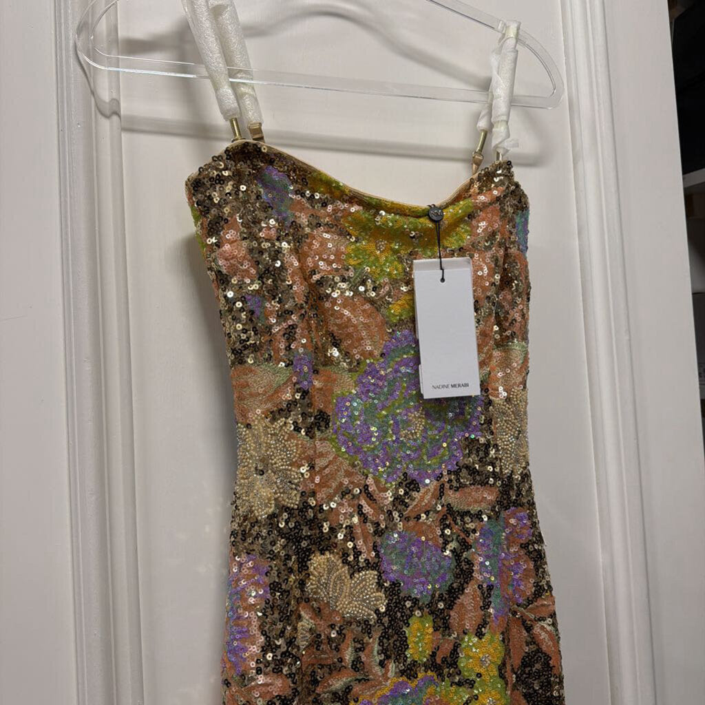 Multicolor Floral Sequin Midi Dress (NWT)