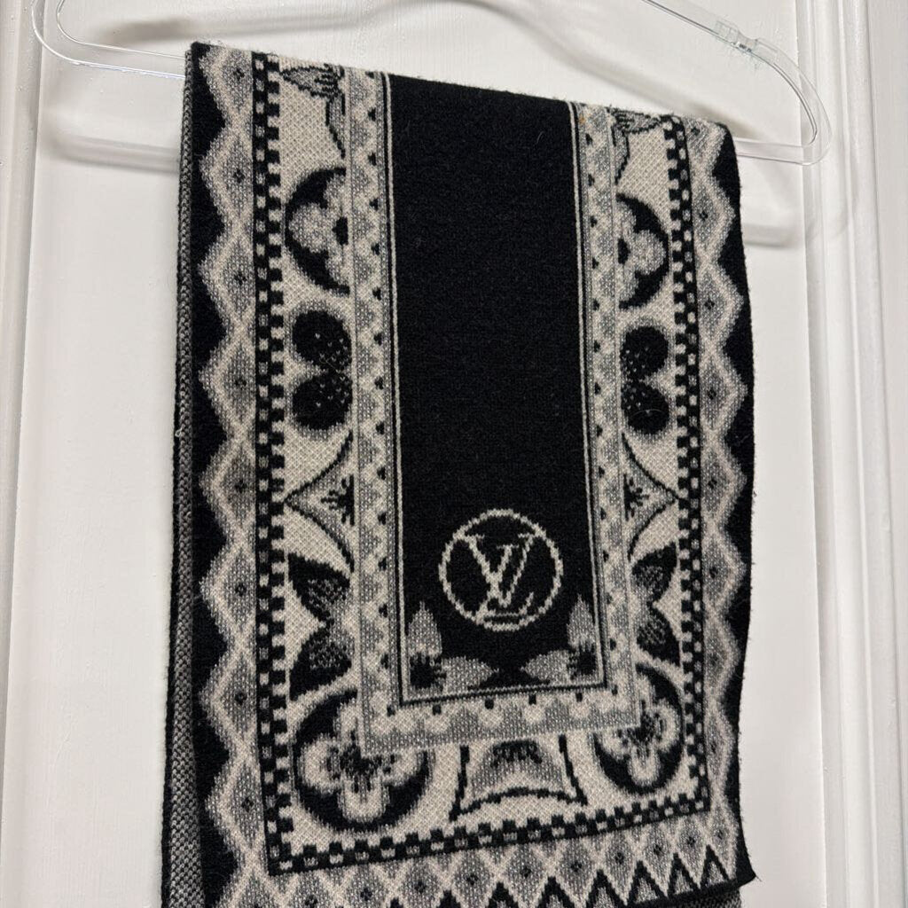 Black/Grey Wool Cashmere Scarf