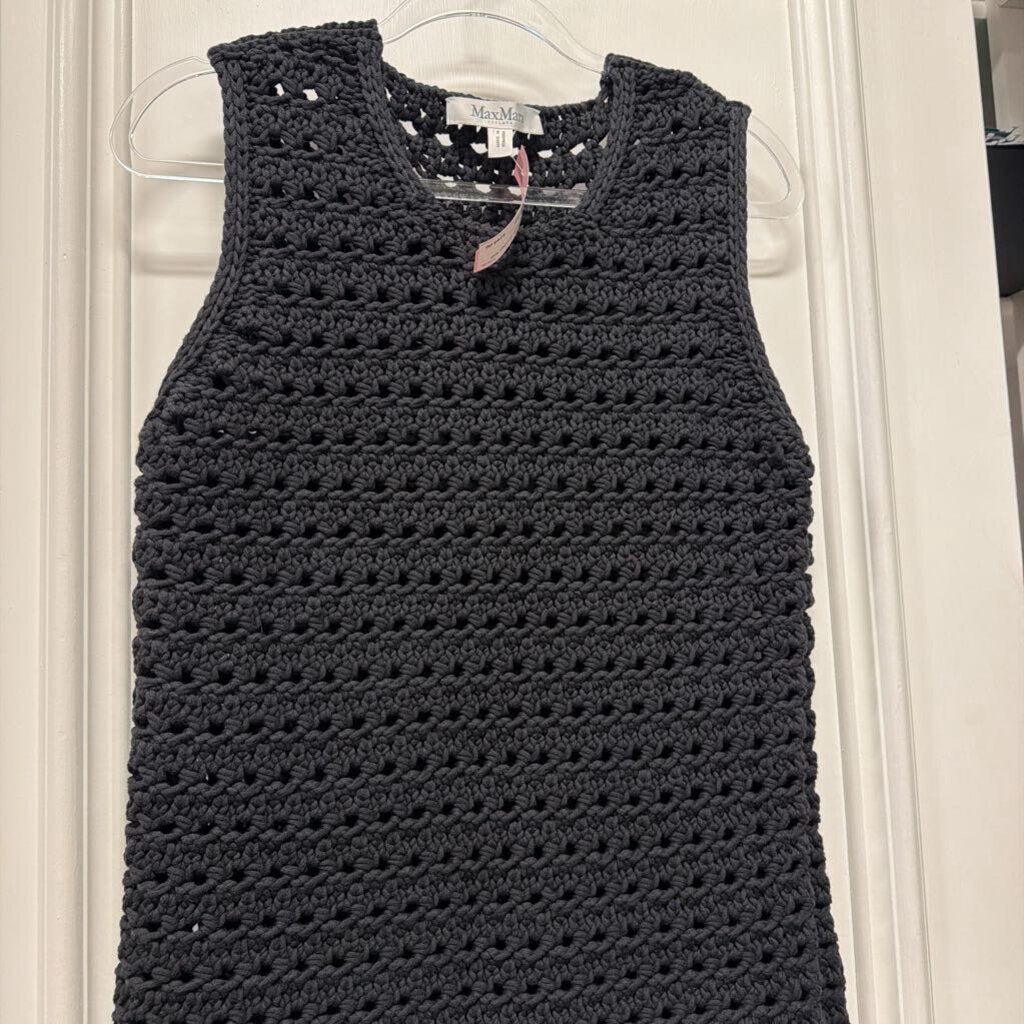 Black Crochet Knit Vest