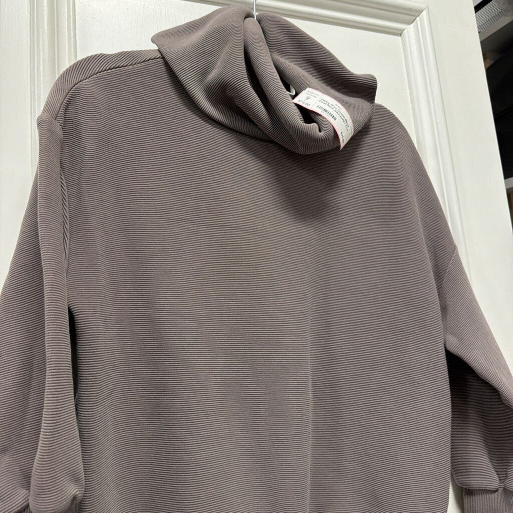 Grey Cotton Blend Cowl Neck Sweatshirt