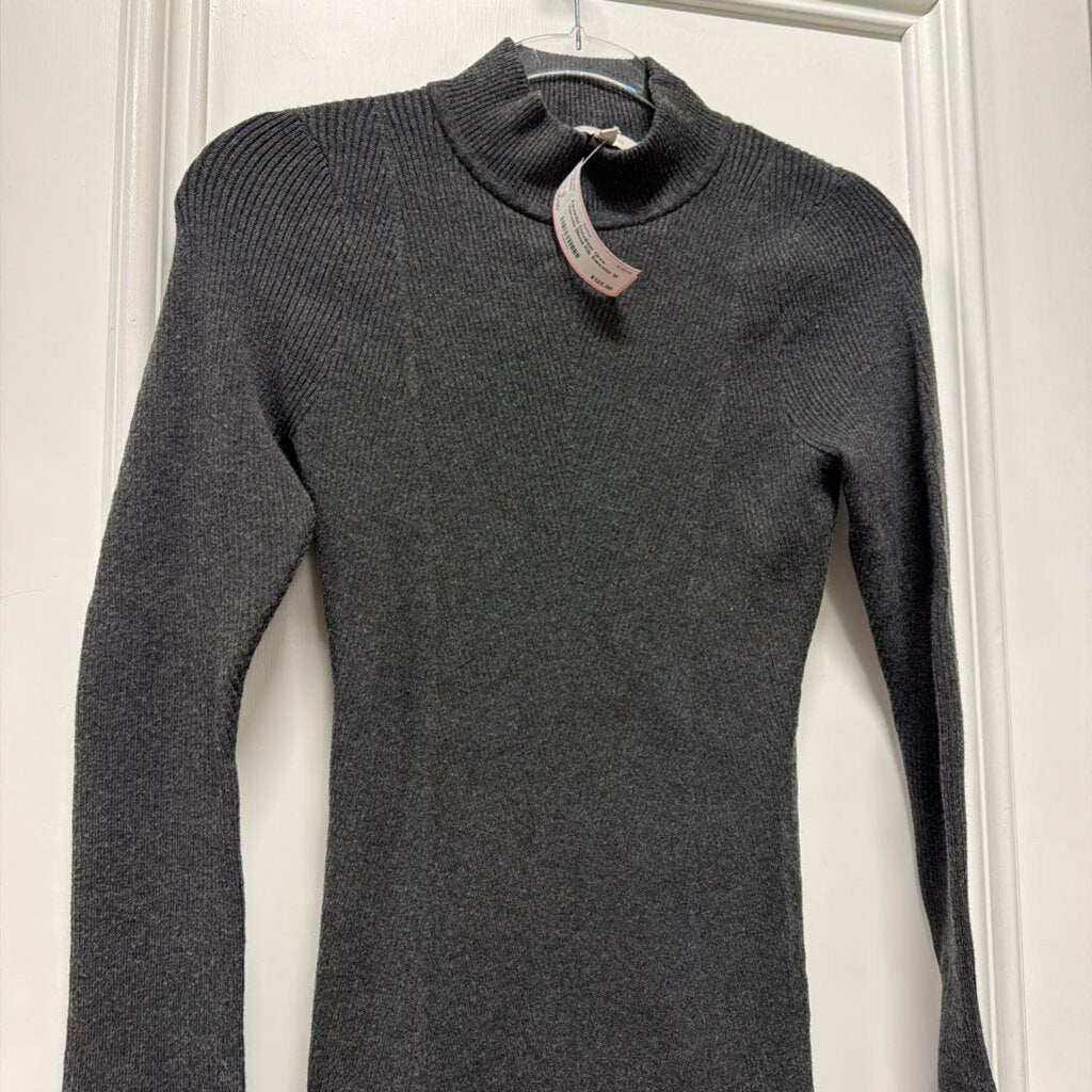 Grey Viscose Blend Rib Sweater