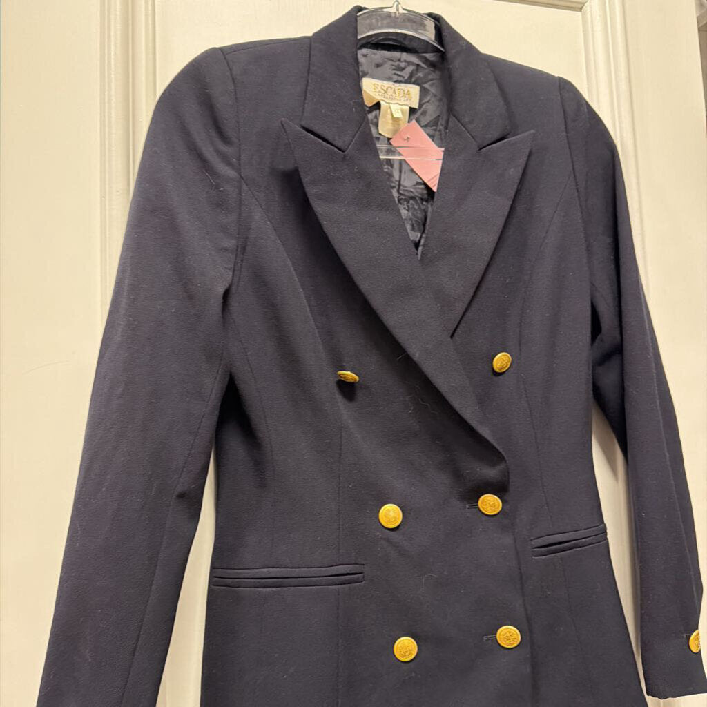 Navy Wool Double Breasted Blazer
