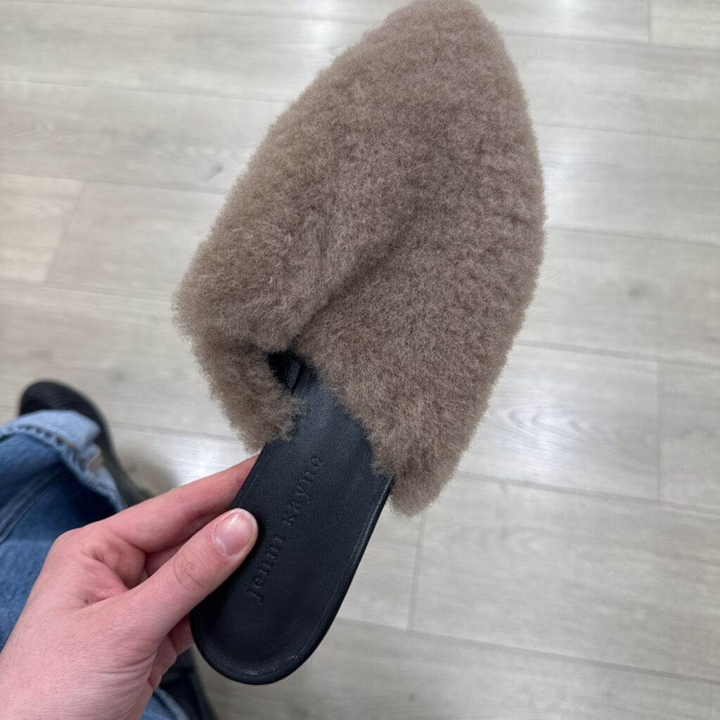 Taupe Shearling Mules