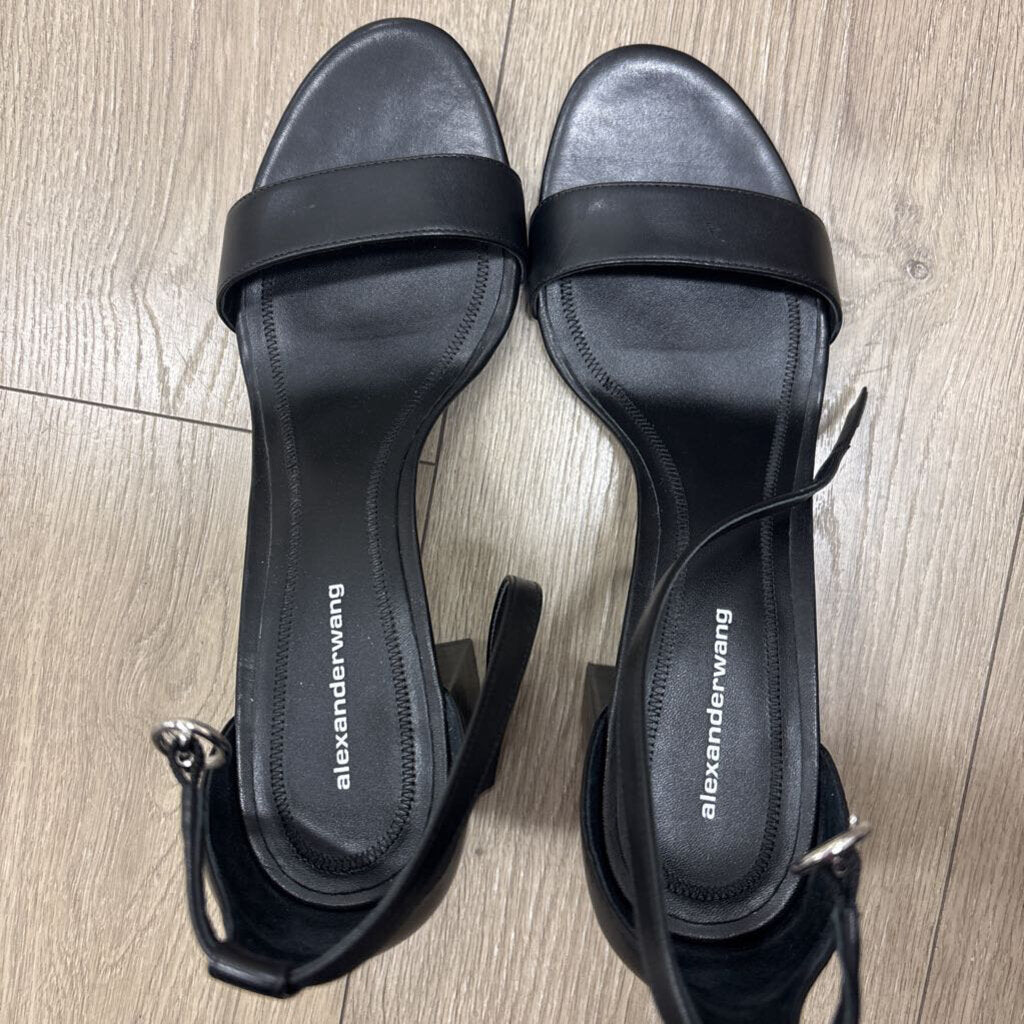 Black Leather Ankle Strap Sandal