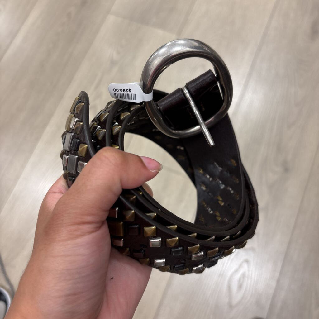 TWP Brown Leather Embellished Belt