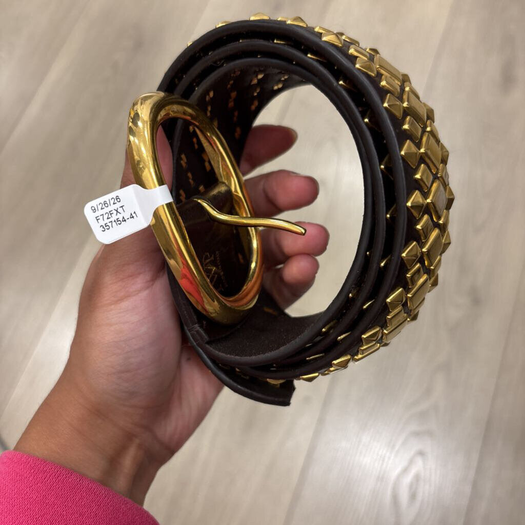 TWP Brown Leather Embellished Belt