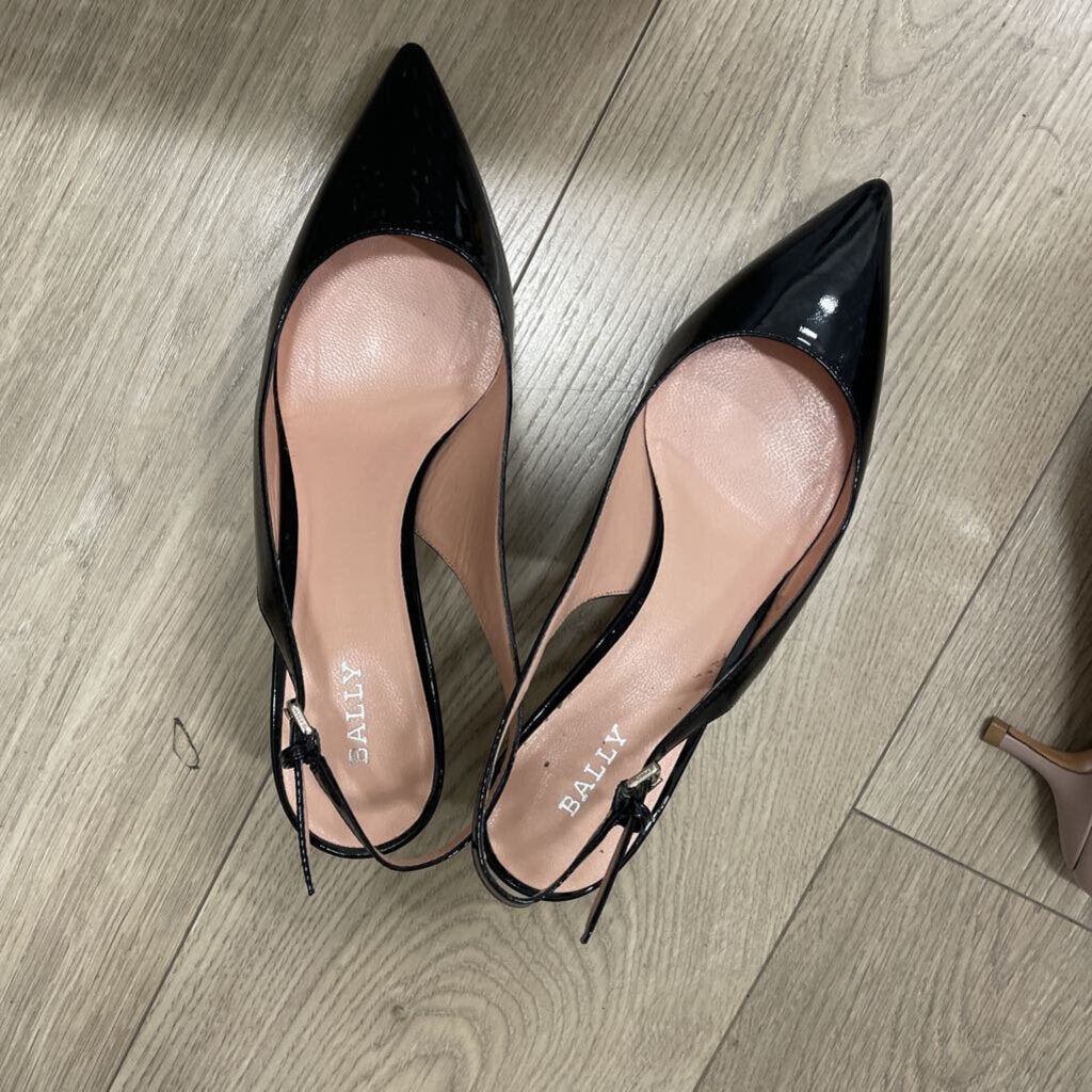 Black Patent Slingback Heel