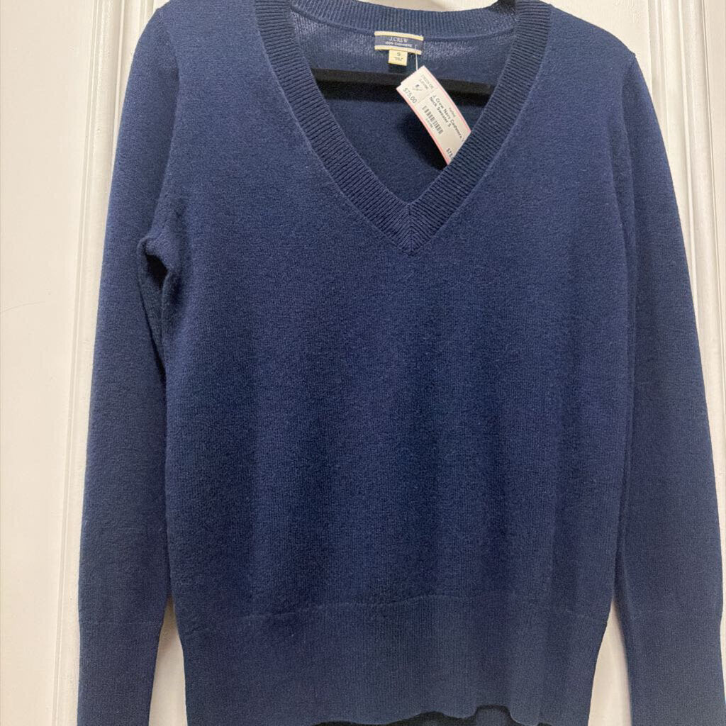 Navy Cashmere V Neck Sweater