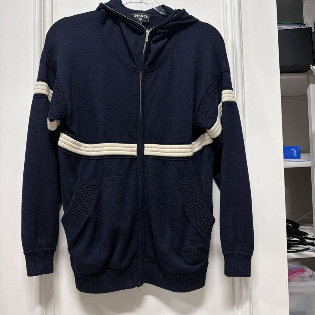 Navy Cashnere Zip Up Jacket