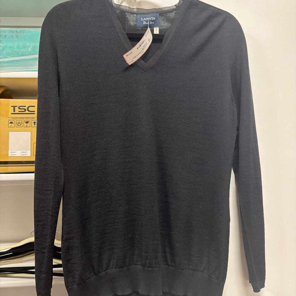 Black Wool V Neck Sweater