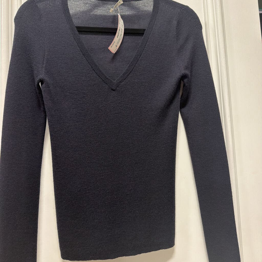 Black Cashmere Silk Blend V Neck Sweater