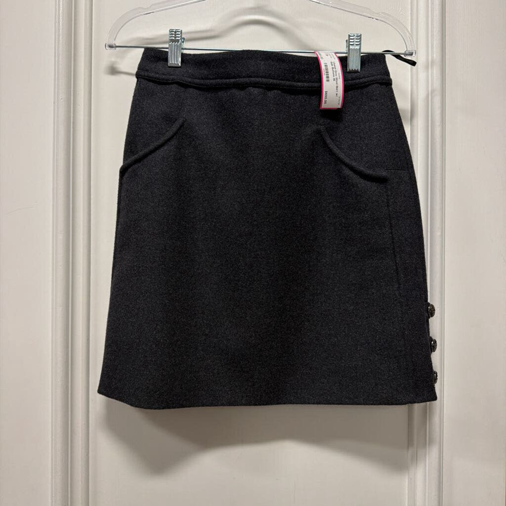 Grey Wool Skirt w/ Side Buttons