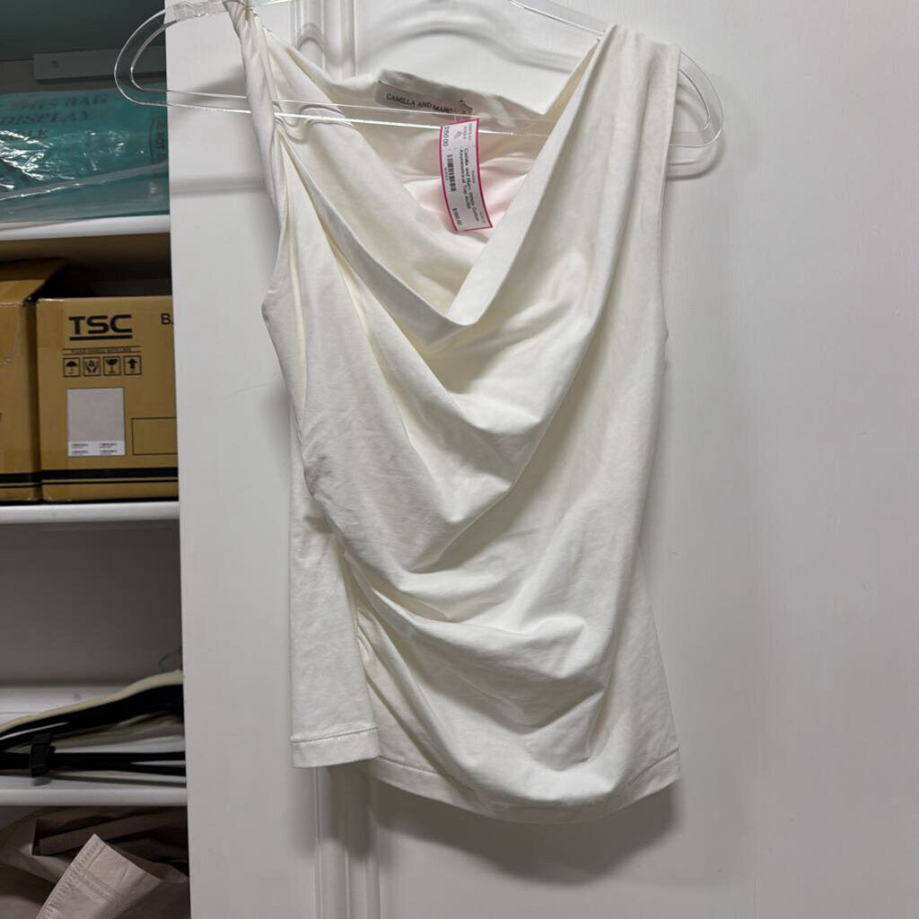 White Cotton Asymmetrical Top