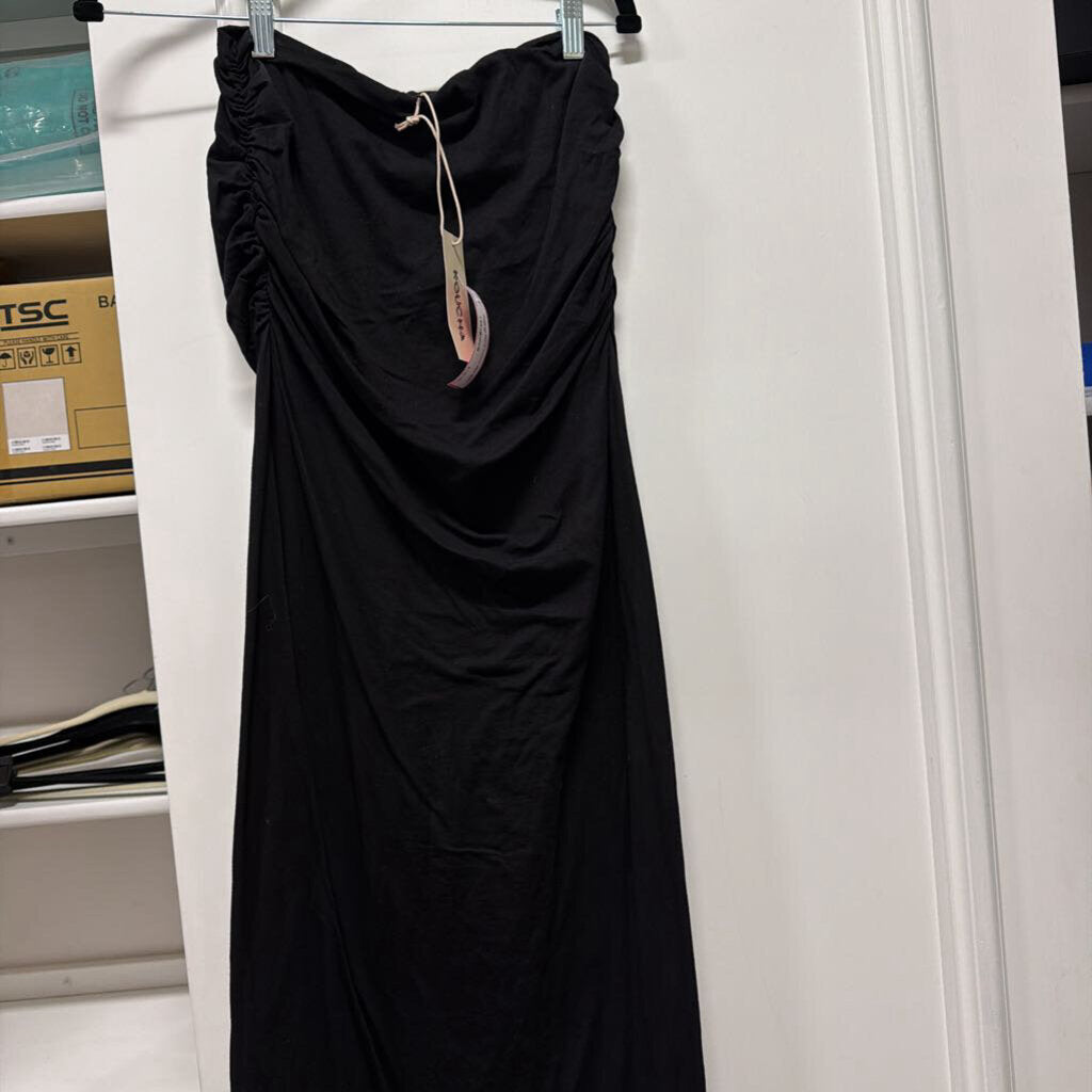 Black Cotton Midi Skirt (220)