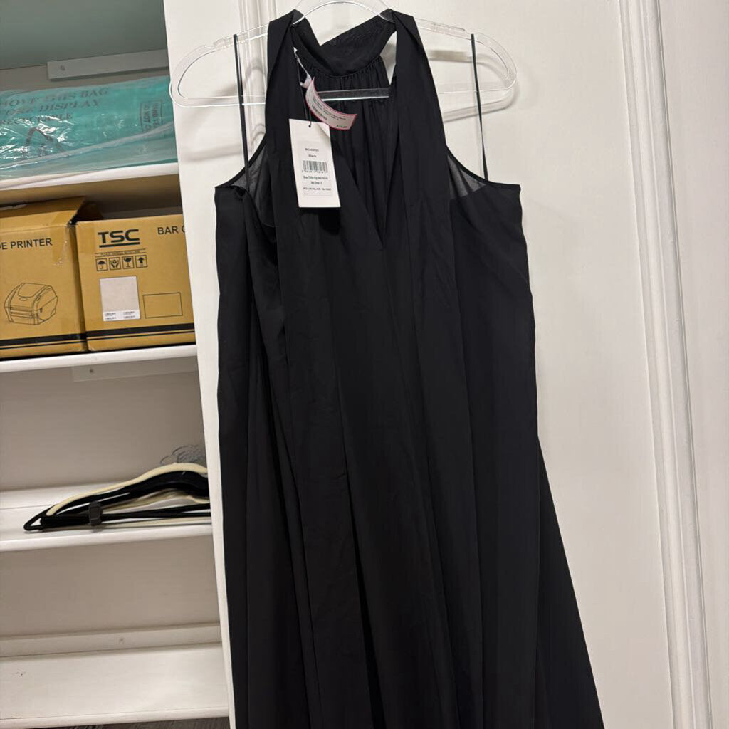 Black Chiffon High-Neck Maxi Dress (NWT 165)