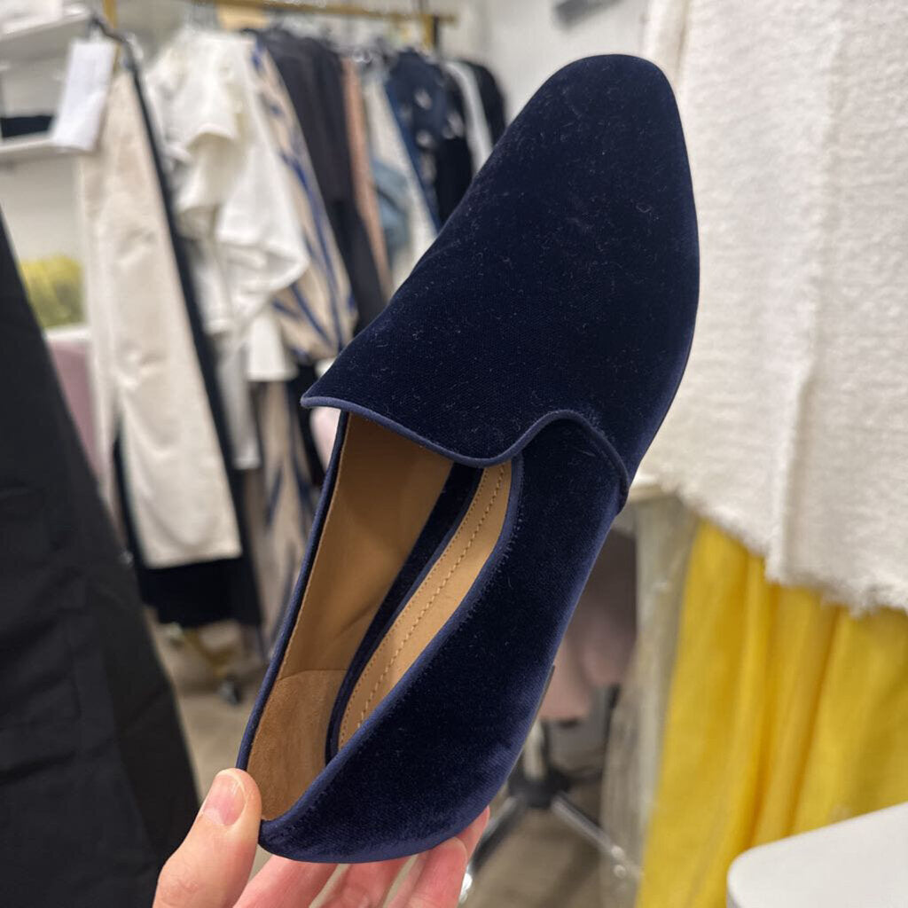 Navy Velvet Loafers