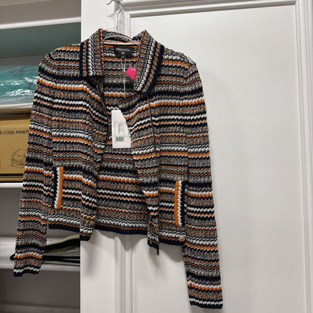 Multicolor Cotton Knit Zip Up Jacket (NWT)