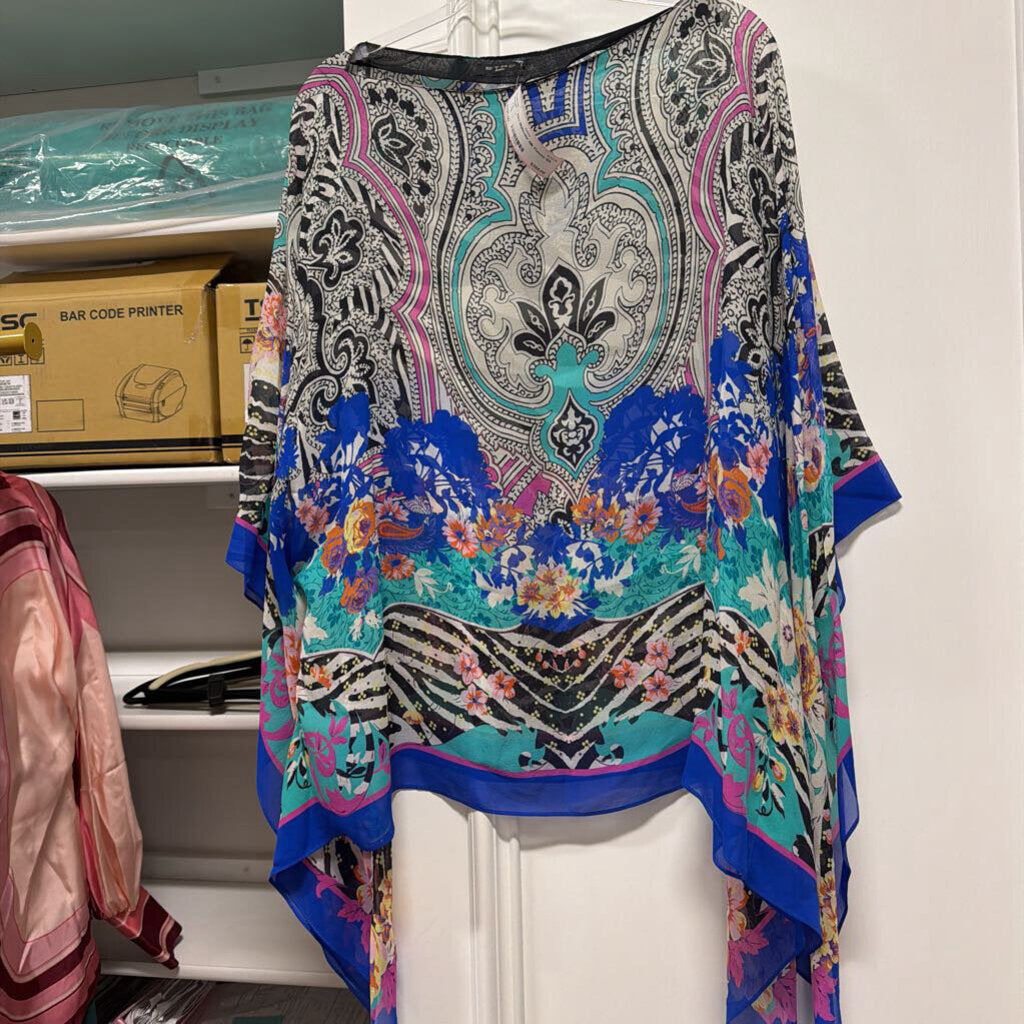 Multicolor Silk Poncho