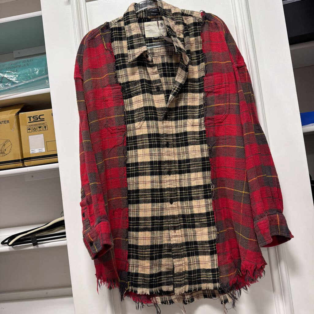 Multicolor Cotton Flannel Shirt Dress