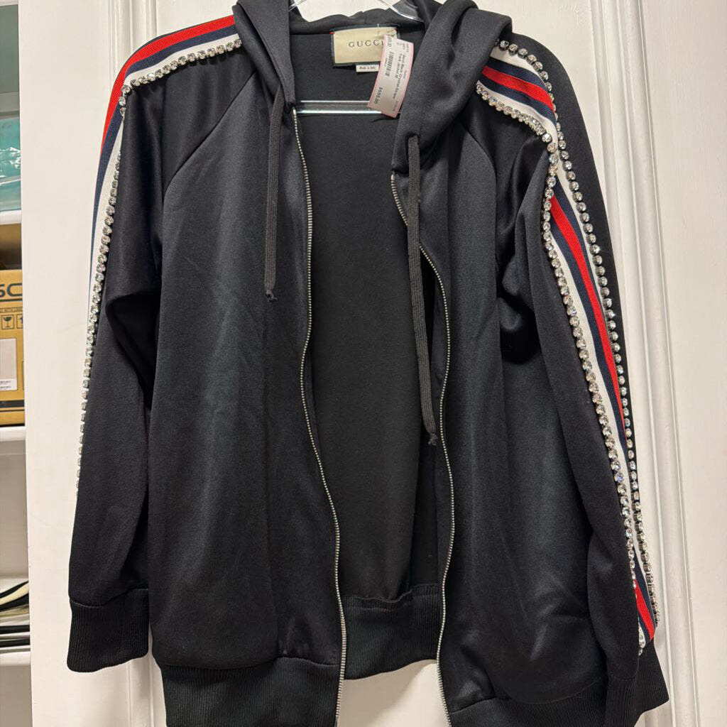 Black Crystal-Stripe Track Jacket