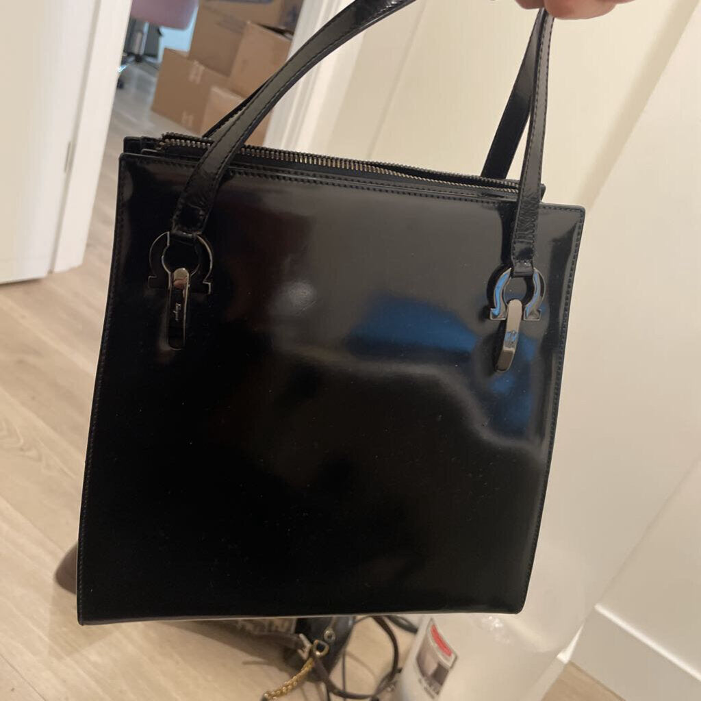 Black Patent Shoulder Bag