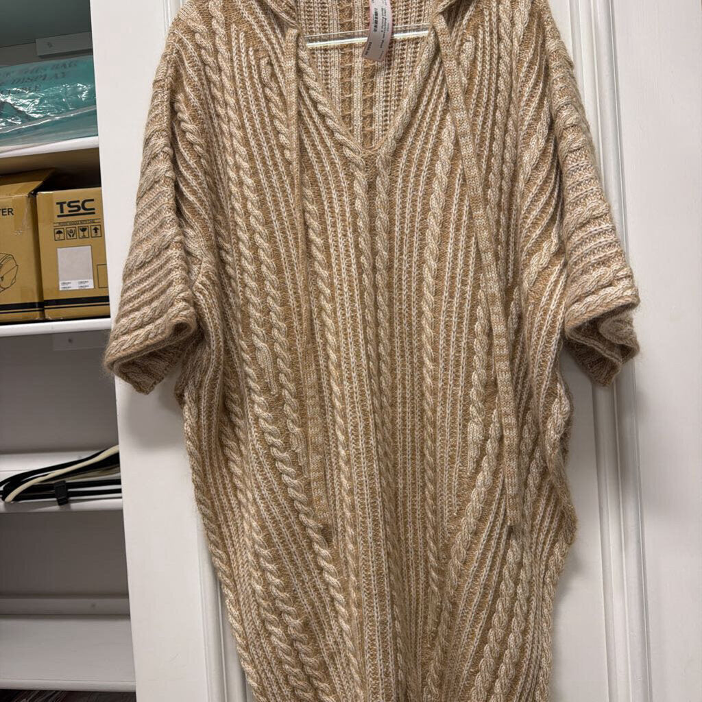 Beige/Cream Wool Blend Poncho