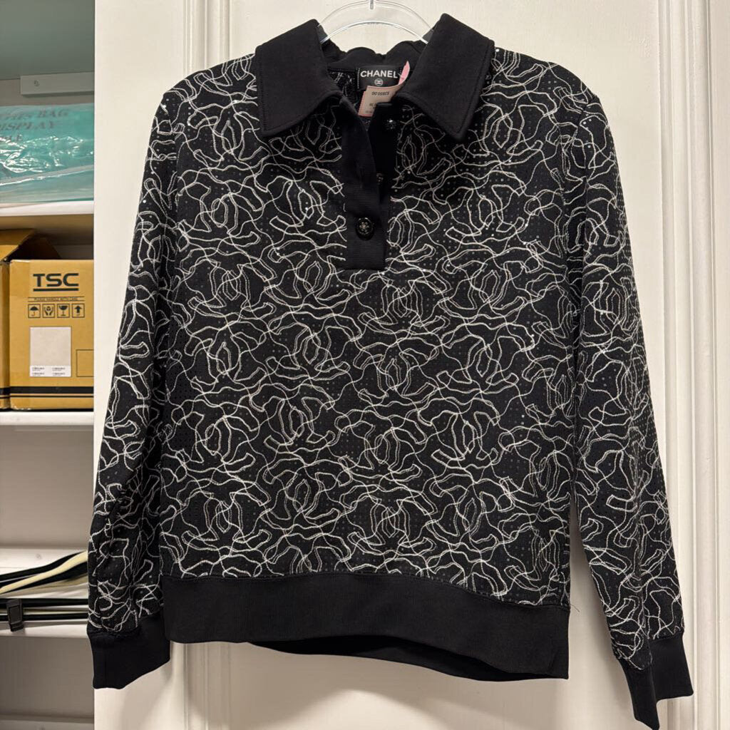 Black Sequin Camellia Sequin Sweatshirt (est 6500)
