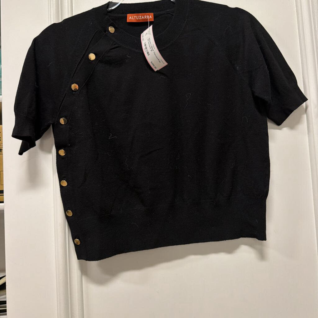 Black Viscose/Poly SS Sweater