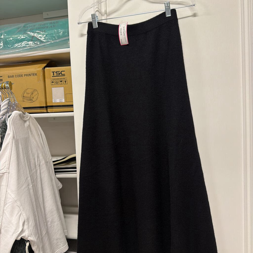 Black Cashmere Midi Skirt (NWT)