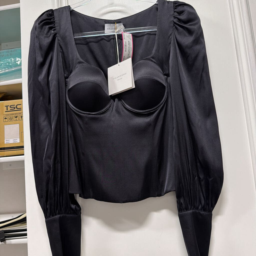 Black Silk Bustier Top (NWT 984)