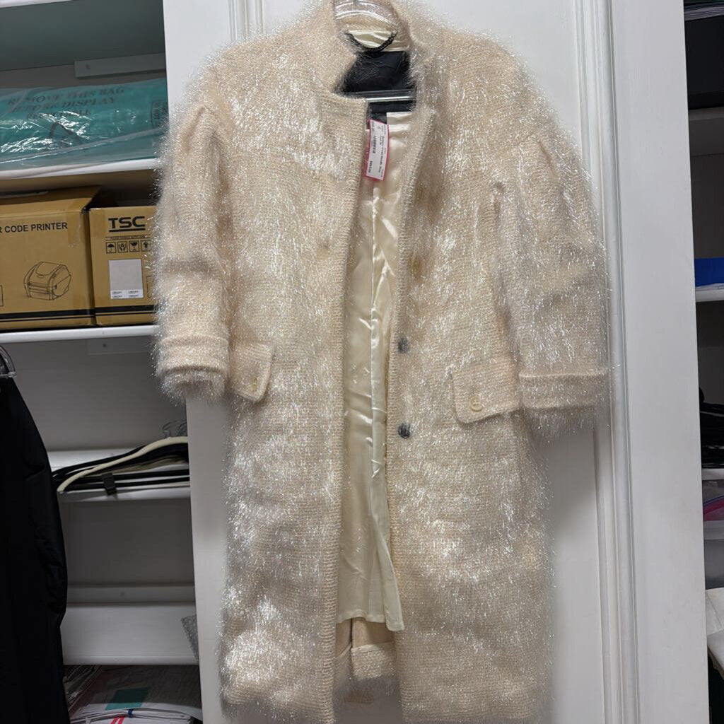 Cream Metallic Shag Coat