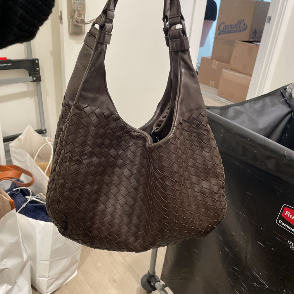 Brown Intrecciato Small Shoulder Bag