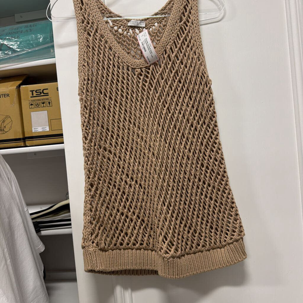 Beige Cotton/Polyamide Knit Tank
